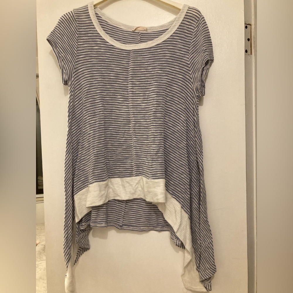 Anthropologie Knit Striped Short Sleeve Drapey Top